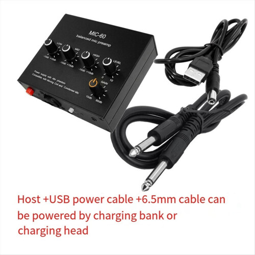 Balanced Dynamic Microphone Amplifier Music Audio MIC-60 with 48V Phantom Power 6.5mm Cable 2