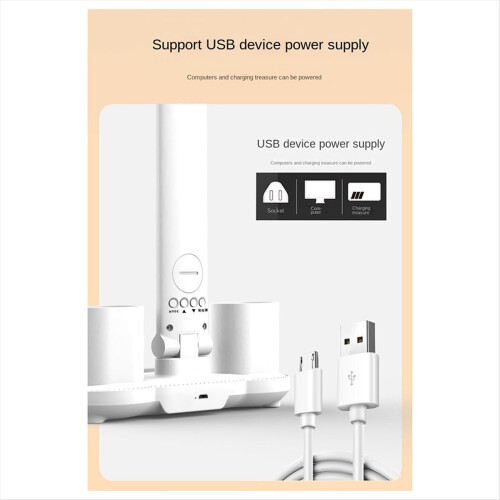 LED Clock Table Lamp USB Chargeable Dimmable Desk 4960 Mah Fan Light Foldable Eye Protection Reading Night 2