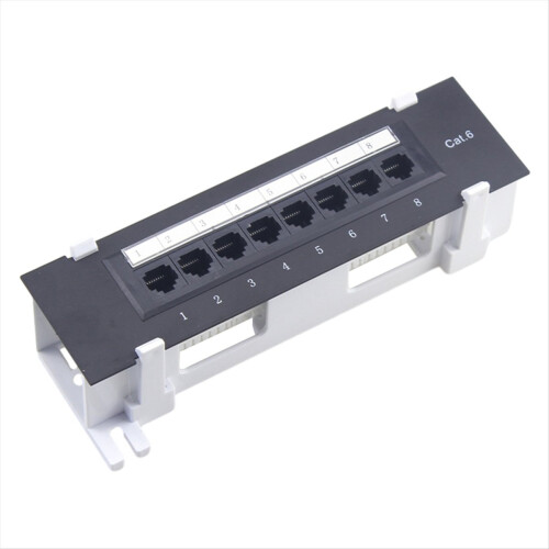 8 Port Patch Panel for Cat. 6 Versatile Data Center Plastic Wall Mount Computer Home Wiring Server Room Office 1