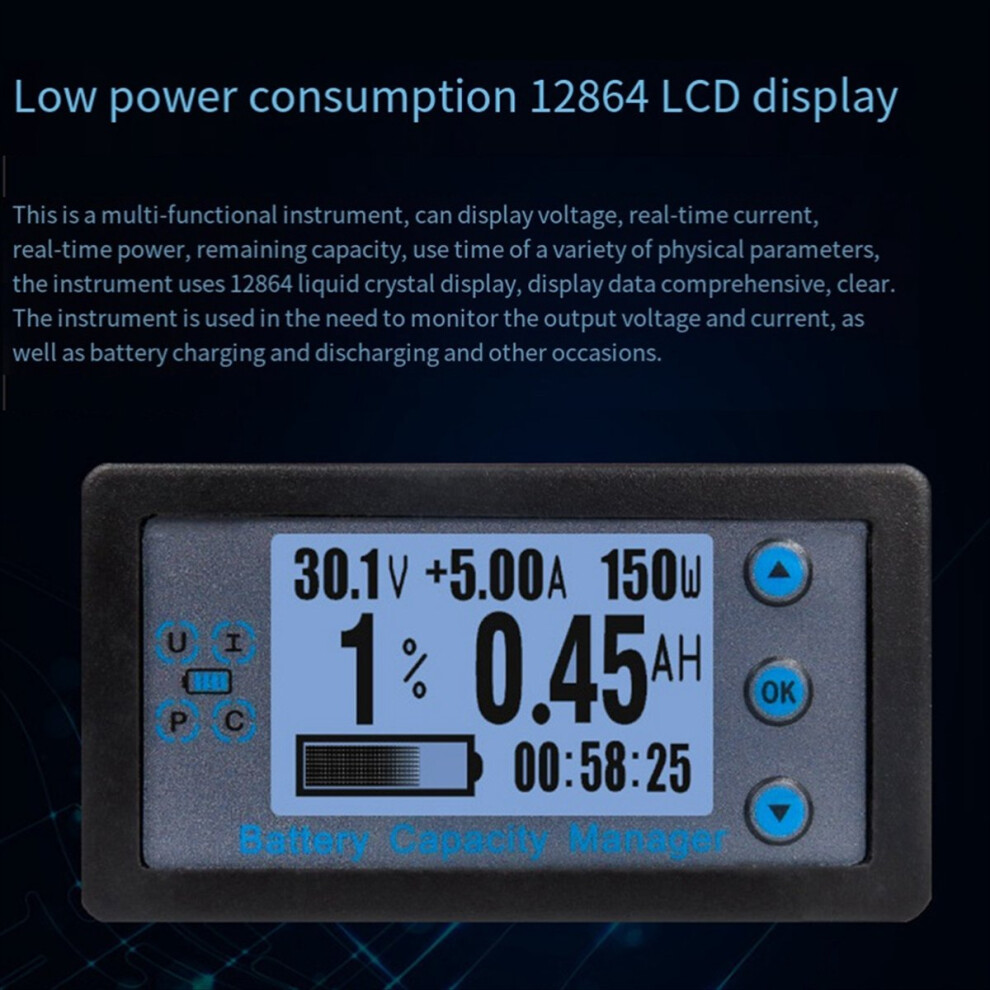 Va9210 120V 200A Digital Voltmeter Ammeter Battery Capacity Indicator Hall Coulomb Meter Tester Power Detector 4853808692221