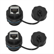 2PCS RJ45 Panel Mount Coupler, IP68 Shielded Industrial Ethernet LAN Through Connector for CAT6/CAT5E/CAT5