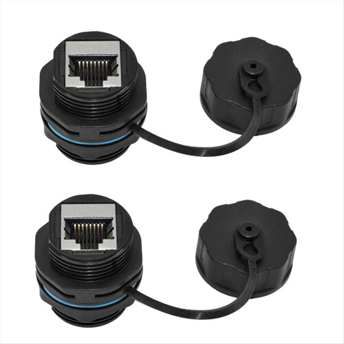 2PCS RJ45 Panel Mount Coupler, IP68 Shielded Industrial Ethernet LAN Through Connector for CAT6/CAT5E/CAT5 1