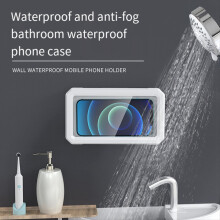 Shower Phone Holder Waterproof 360 Rotation Adjustable Case Anti-Fog Wall Mount Stand Cover Black