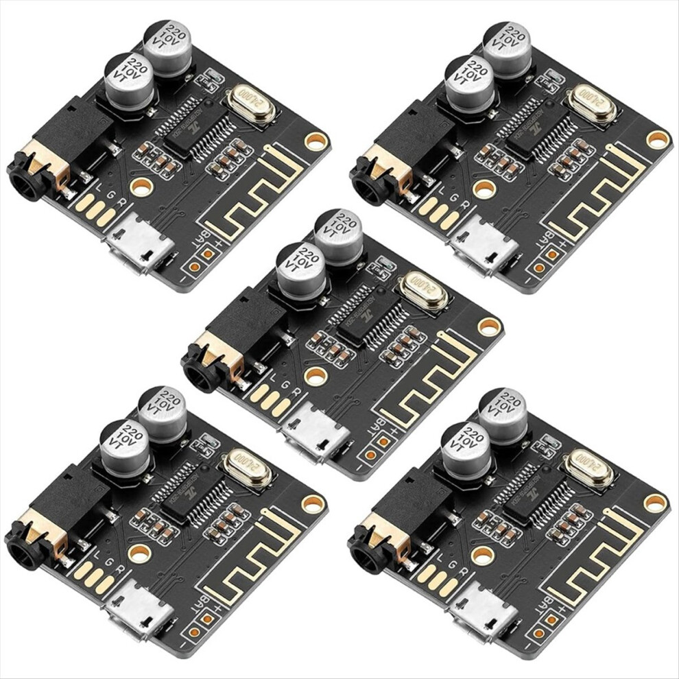 5Pcs Tooth Audio Receiver Board Bt 5.0 Stereo Amplifier 3.7-5V Diy Car Speaker Blue 4853808601735