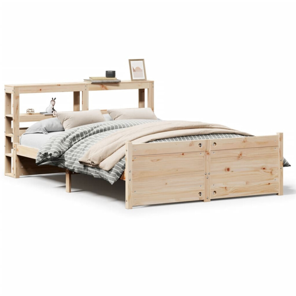 Vidaxl Bed Frame With Headboard Bed Base Bedstead 140X190 Cm Solid Wood Pine