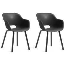 Keter Garden Chairs 2pcs Graphite Metal Legs Outdoor Patio Seating