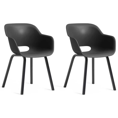 Keter Garden Chairs 2pcs Graphite Metal Legs Outdoor Patio Seating
