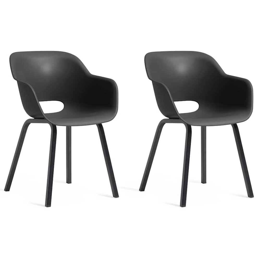 Keter Garden Chairs 2Pcs Graphite Metal Legs Outdoor Patio Seating