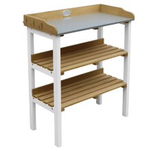 AXI Potting Table with 2 Storage Shelves Brown and White Garden Plant Stand