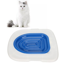 Universelles wiederverwendbares Katzentoiletten-Trainingsset – Weiße Schale, blauer Innerstützrahmen