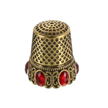 Sewing Thimble Stainless Steel Finger Protector Gold Vintage Diamond Fingertip Thimble For Hand Sewing And Quilting