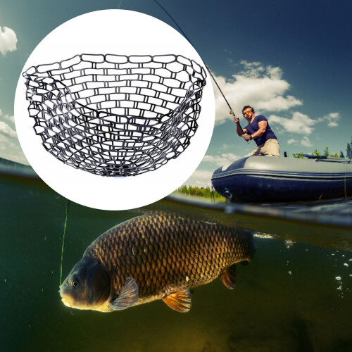 Rubber Replacement Fishing Landing Net, 40cm Depth, Black 2