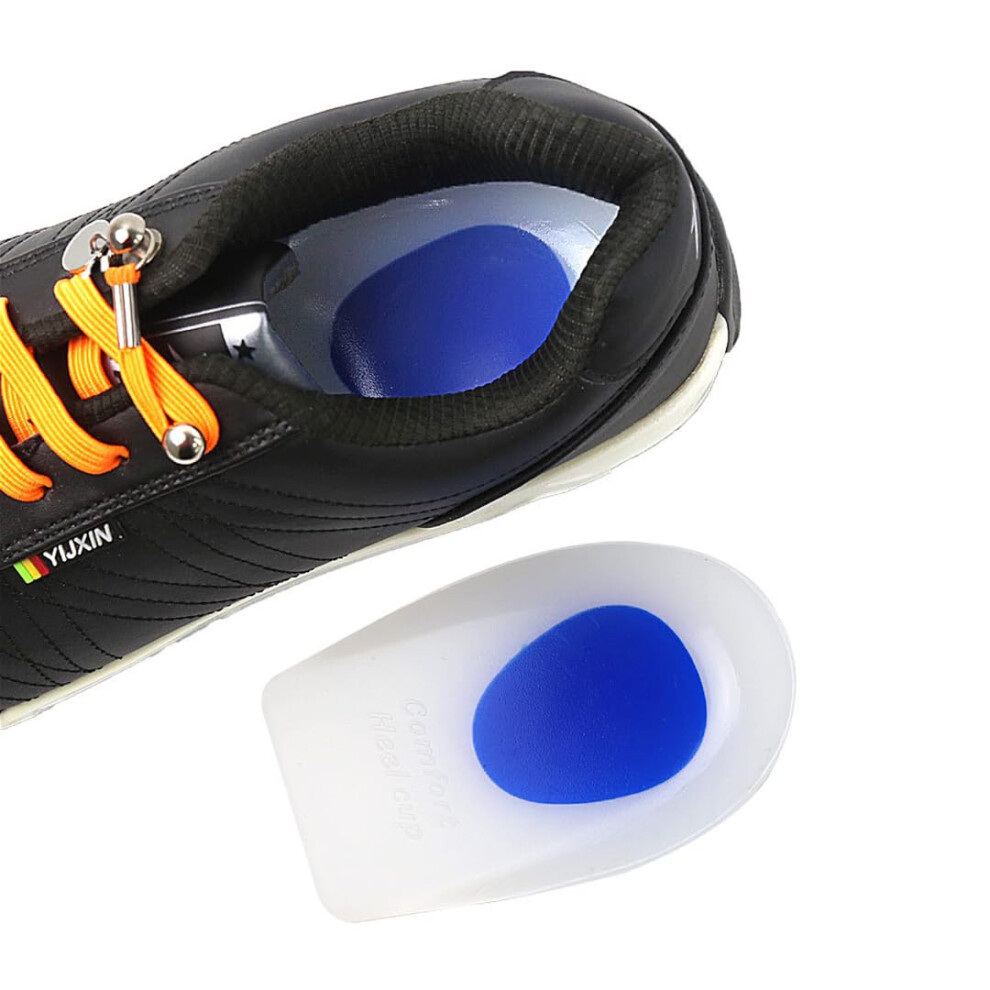 Silicone Gel Heel Cup Cushions - 1 Pair, Sizes L and S, Shoe Insert Pad for Shock Absorption, Heel Spurs Pain Relief
