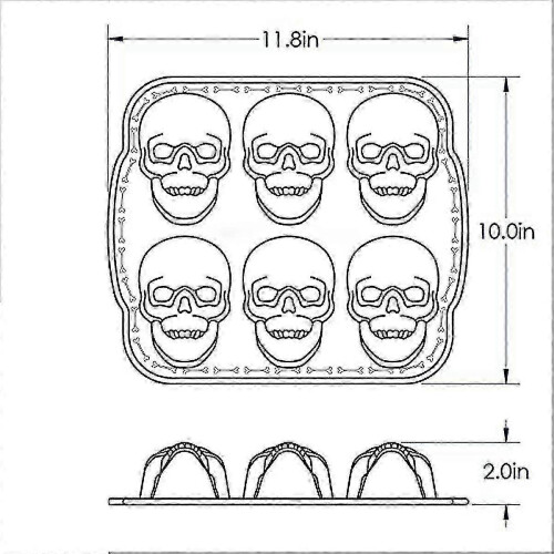 (As show, One size) Ware Halloween Bakeware, Haunted Skull Cakelet Pan, Bronze-yujiar 2