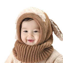 (coffee) ZSY Cute Animal Earflap Hooded Scarf Hat, Warm Knitted Woolen Beanie Cap with Scarf for Toddlers, Baby Girls and Boys(blue)