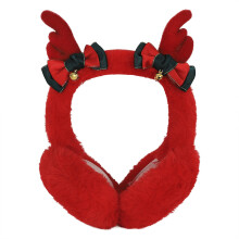 (Red) ZSY Cute Cartoon Antler Faux Fur Ear Warmers - Adjustable, Ideal for Women & Girls in Christmas Winter