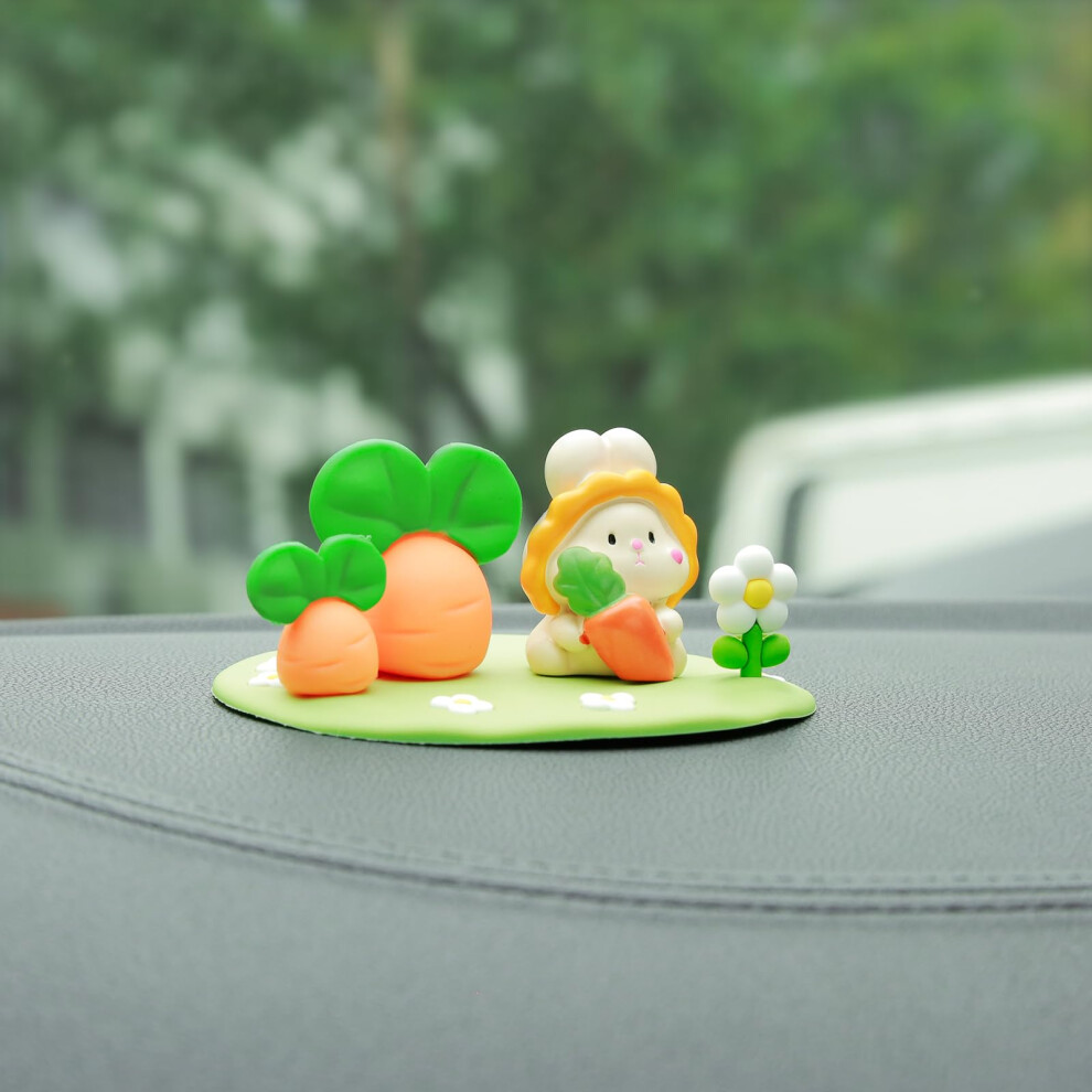 (Orange) Zsy Cute Bunny Car Dashboard Figurine Decoration, Cute Car Interior Decor, Gifts For Women, Orange 7059941725414