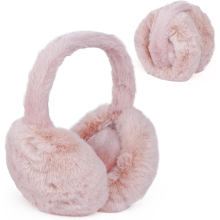 (Pink) ZSY 1 Pc Foldable Fluffy Earmuffs with Headband - Winter Ear Warmers for Women & Men