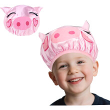 (Pink) ZSY Kids Shower Cap - Reusable Waterproof with Wide Elastic Band | Cute Happy Fish Shape for Boys & Girls, Dual - Use as Satin Sleep Bonnet