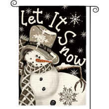 (black) ZSY Christmas Garden Flag 12x18 Inches, Double-Sided Snowflake & Snowman Design, Winter Holiday Outdoor Yard Decoration for Patio Lawn