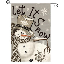 (grey) ZSY Christmas Garden Flag 12x18 Inches, Double-Sided Snowflake & Snowman Design, Winter Holiday Outdoor Yard Decoration for Patio Lawn
