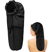 (Black) ZSY Large Drawstring Shower Cap - Waterproof for Braids, Long Hair & Locs Extra Long Bath Bonnet for Women & Men (Pink)