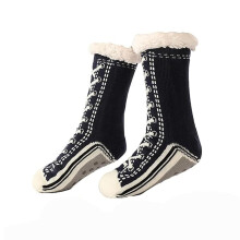 (black) ZSY Women's Winter Non - Slip Fuzzy Slipper Socks, Super Soft Warm Cozy Fleece - Lined Socks with Grippers for Indoor Lounging(black)