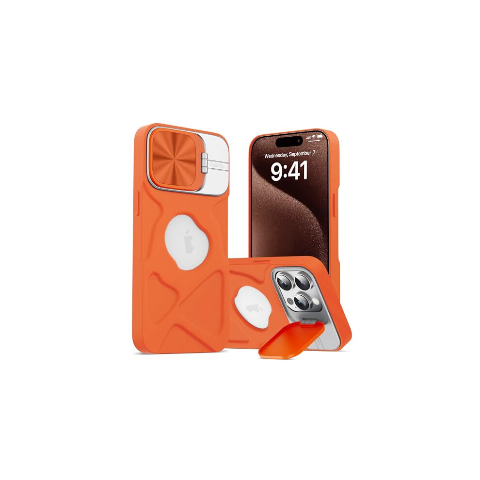 (Phone 17) Zsy For Iphone 17 6.27 Inch Case With Camera Cover And Kickstand, Full Body Shockproof Protective Soft Cover, Orange 7059941728842