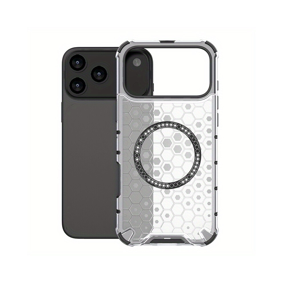 (Phone 17) Zsy Magnetic Clear Case For Iphone 17, Slim Honeycomb Bumper With Dual Layer Shockproof Protection, White 7059941728804
