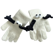 (white) ZSY Cute Interactive Hand - in - Hand Gloves for Autumn & Winter, Warm Elastic Gloves with Fun Eyeball & Tentacle Design（colorful）