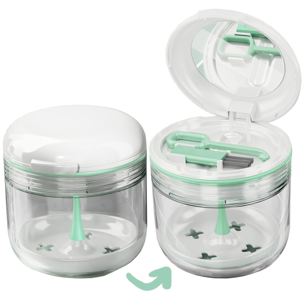 (Green) ZSY Vented Soaking Storage Case for Retainers Aligners Dentures, Includes Removable Strainer Basket for Cleaning, Compact Travel Holder, Pink-image-OPC-PMGQHXK-NEW