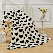 (black white) ZSY Heart-Shaped Flannel Blanket - Ultra Soft & Cozy Throw Blanket for Home Decoration, 4 Seasons Use, 50x60 Inches, Black and White