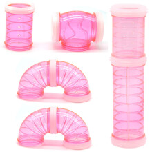 (Pink) ZSY Transparent Hamster Tube Set with Curved Tunnels, Interactive Exercise Toy for Mice Rats and Small Pets,White.