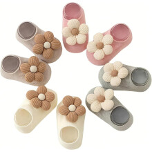 ZSY 4 - Pairs Non - Slip Low Cut Floral Ankle Socks for Baby, Infant & Toddler Girls