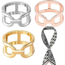 ZSY 3PCS Women's Multicolor Stylish Scarf Rings Clips, Versatile T - Shirt Ties Clips & Chunky Silk Scarves Slide Buckles for Fashion