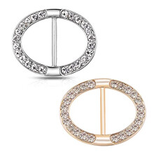 ZSY 2Pcs Women's Crystal Rhinestone Oval Silk Scarf Ring Clips, Elegant Buckle Rings & Slides for Neckwear, T - Shirt & Clothing Decoration
