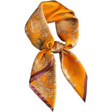 ZSY 27" x 27" 100% Pure Mulberry Silk Square Scarf, Elegant Floral - Patterned Head & Neck Scarf for Women