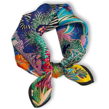 ZSY 21'' x 21'' 100% Mulberry Silk Small Square Scarf, Lightweight Digital Printed Tropical Floral Neckerchief for Women and Men