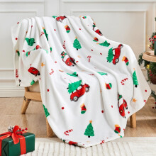 ZSY Christmas Themed White Fleece Blanket - Soft, Cozy & Warm Plush Blanket for Winter Holidays, 50"x60" Size - Perfect for Couch, Bed & Holiday Decor