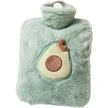 ZSY Kawaii Plush Cover Rubber Hot Water Bottle 1L - Cute Hot Water Bag for Pain Relief, Cramps, Back, Neck & Foot Comfort, Menstrual Care (Green)