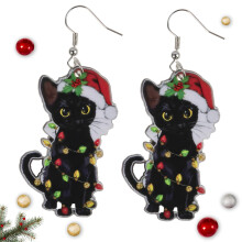 ZSY Christmas earrings for women, holiday pendant earrings - bell/black cat/Christmas stocking design, holiday jewelry accessories for Christmas parti