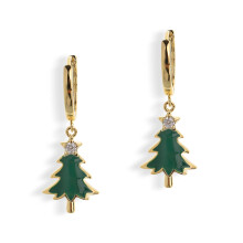 ZSY Christmas Tree Pendant Gold Hoop Earrings for Women - Cute Sparkling Holiday Party Jewelry, Festive Season Accessory