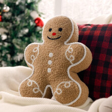 ZSY Christmas Gingerbread Man Plush Pillow - 13x17-inch beige teddy bear soft cushion, festive decoration for sofas, living rooms and bedrooms, cute f