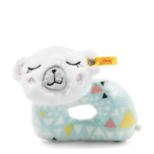 Iggy Polar Bear Grip Toy With Rattle, White/Multicoloured