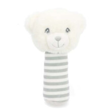 14cm Keeleco Baby White and Grey Bear Stick Rattle