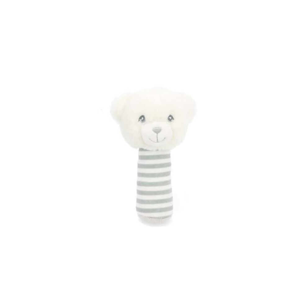 Keel 14Cm Keeleco Baby And Bear Stick Rattle - Plush Soft Toy White/Grey