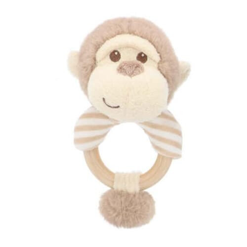 Keel 14cm Keeleco Baby Marcel Monkey Ring Rattle - Plush Soft Toy
