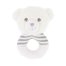 14cm Keeleco Baby White & Grey Bear Ring Rattle