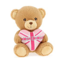 15cm Keeleco London Pink Heart Bear - Plush Soft Toy