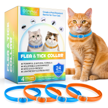 Cat Flea Tick Collar Treatment Adjustable 24 Month Protection Blue Orange 4 Pack